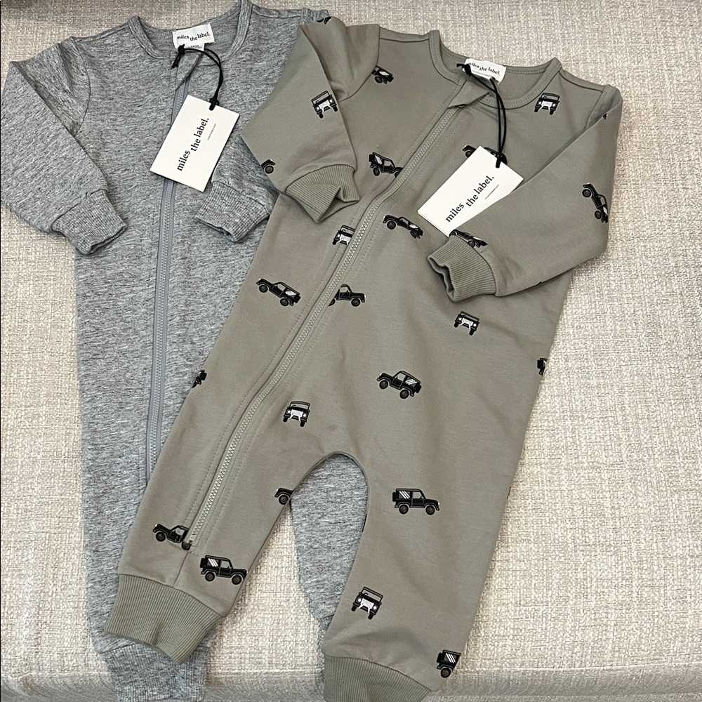 Miles the Label Little Baby/Kids Footies in Gray and Olive
